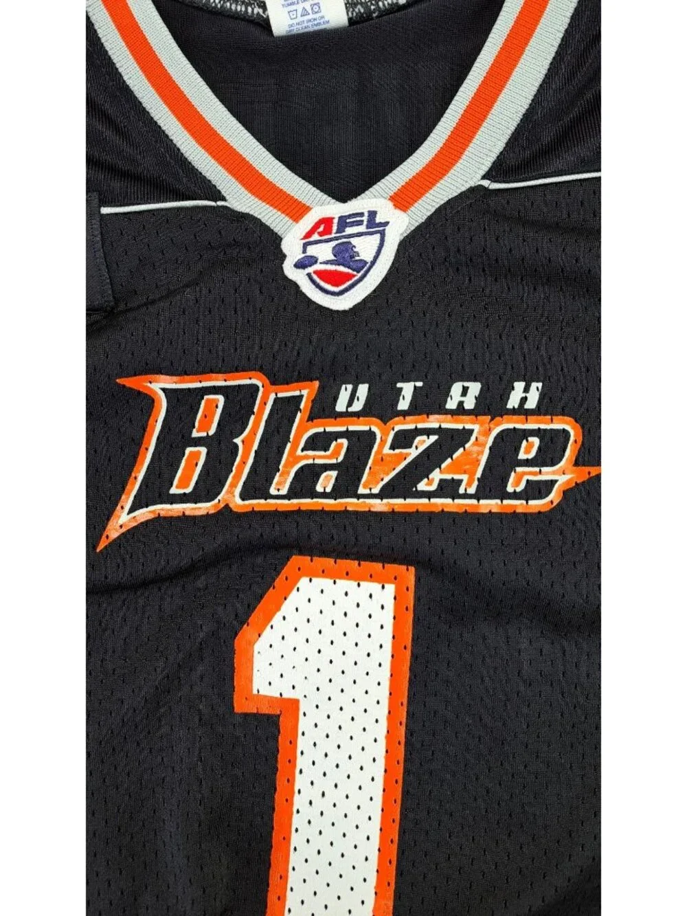 Vintage Utah Blaze Arena Football Jersey Russell XL Black Orange Discover Card - Picture 5 of 16